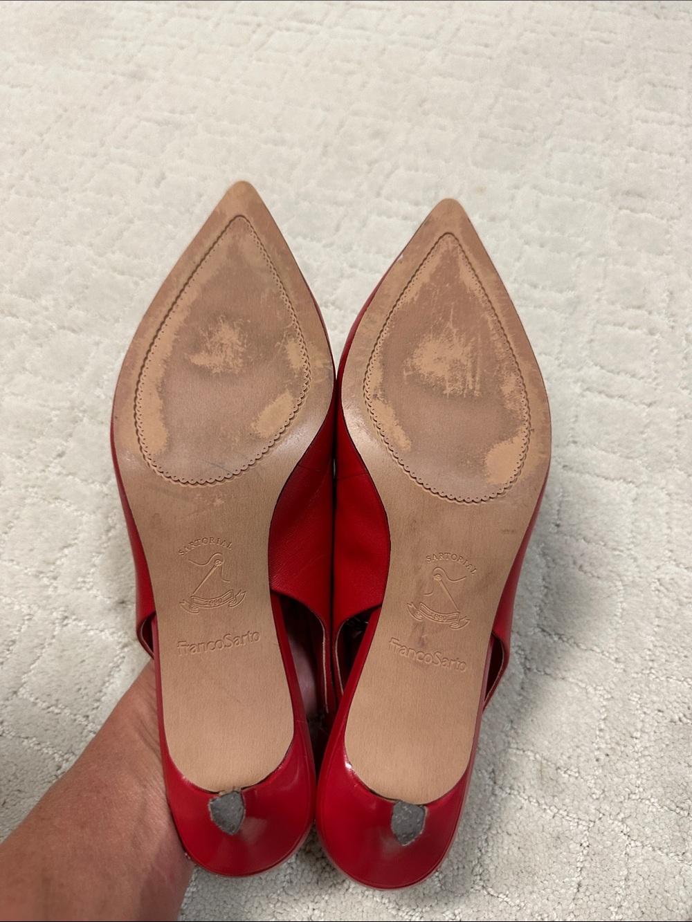 Franco Sarto Khloe Red Pointed Slingback Pumps with Strap - Picture 3 of 5